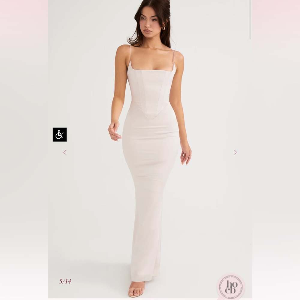 House of CB Olivette Crystal Satin Corset Maxi Dress